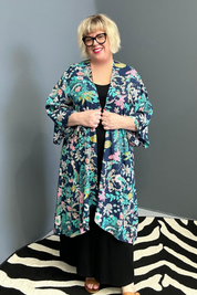 Asami kimono duster - navy floral 