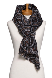 mosaic black print scarf