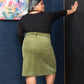 'GRACE' Stretch Corduroy Skirt - Green