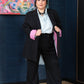 'POWER' 7/8 Stretch crepe suit pants - Black / Pink