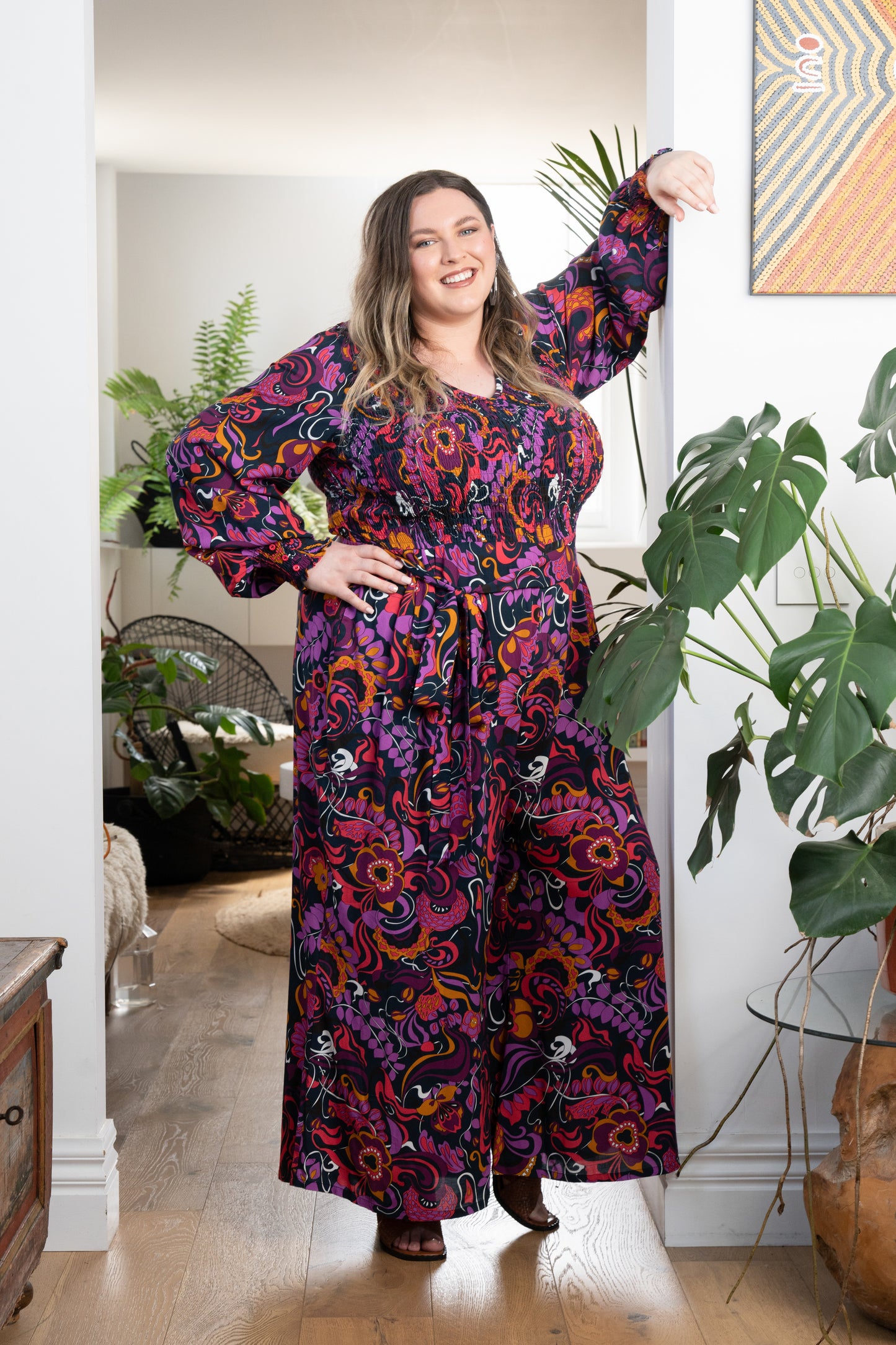 'FEARLESS' Palazzo Jumpsuit - Abstract Floral Print