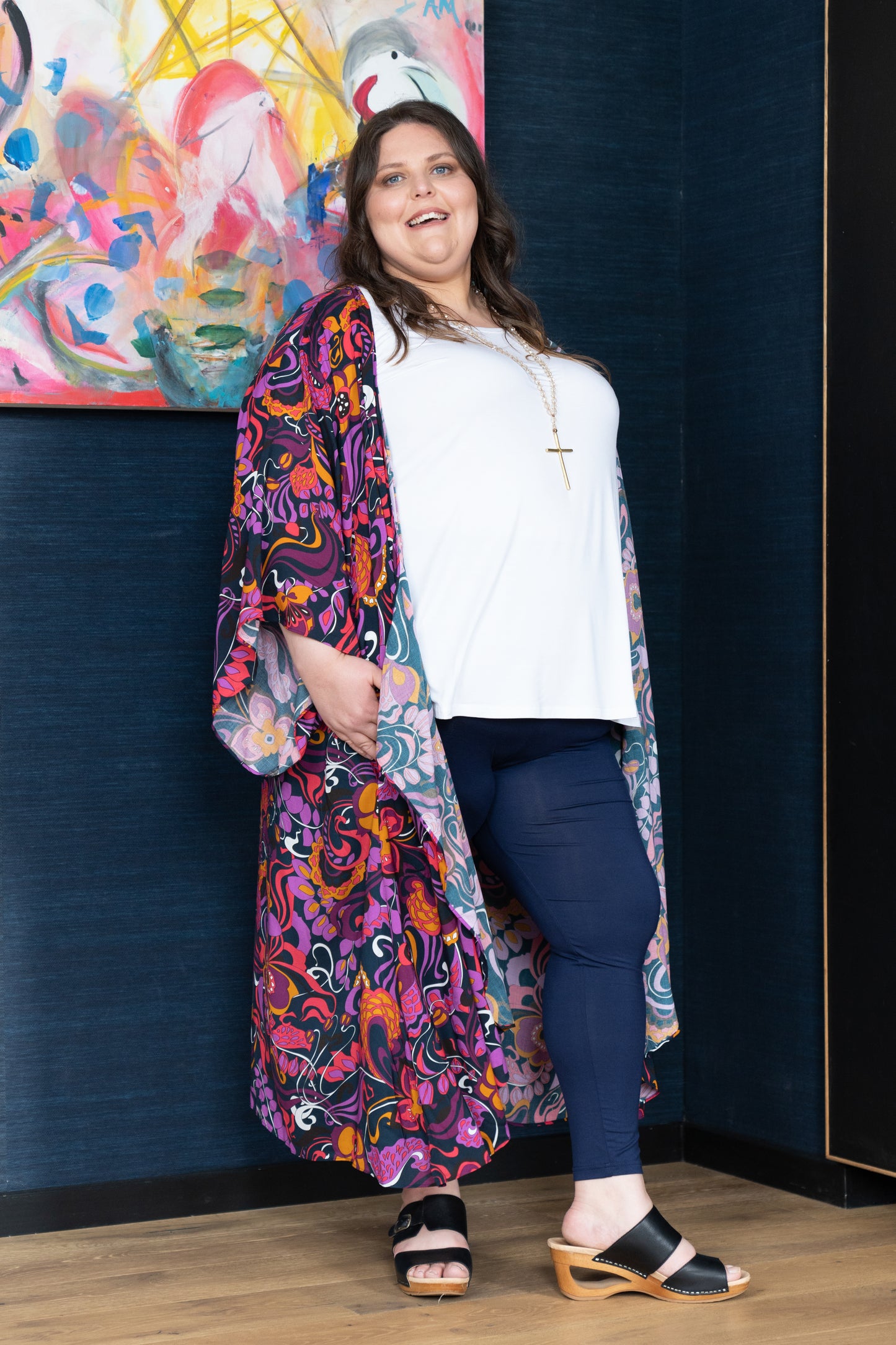 'SPIRITED' Kimono Duster - Abstract Floral