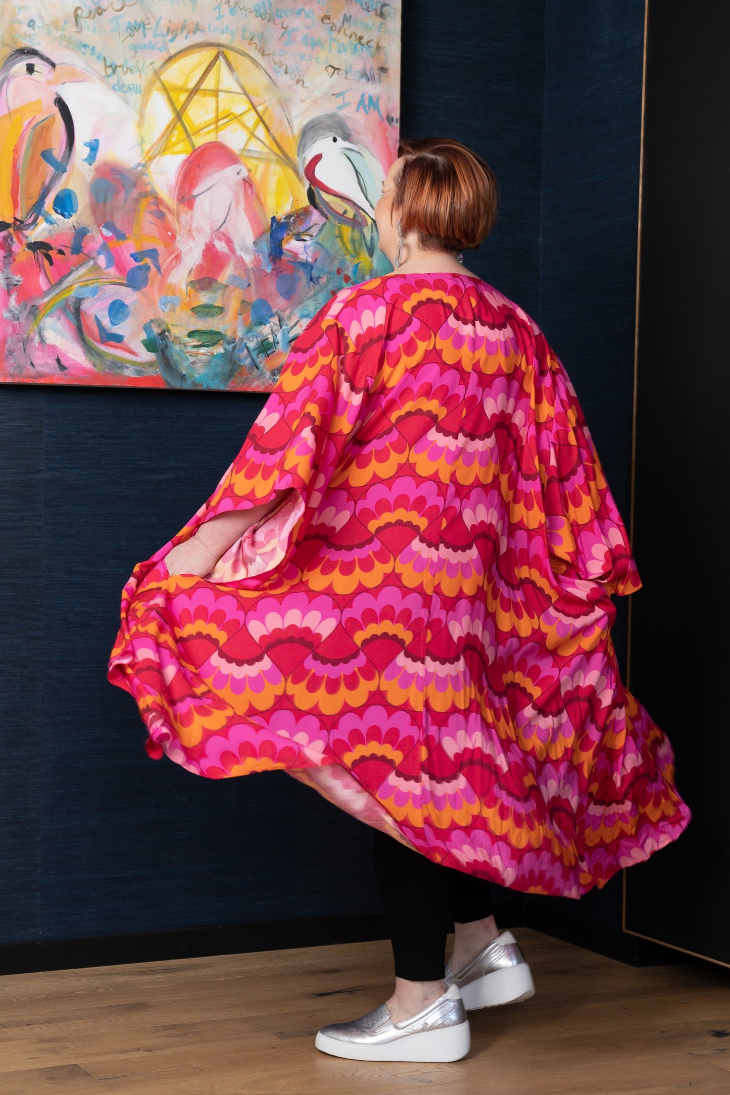 'SPIRITED' Kimono Duster - Pink Wave Print