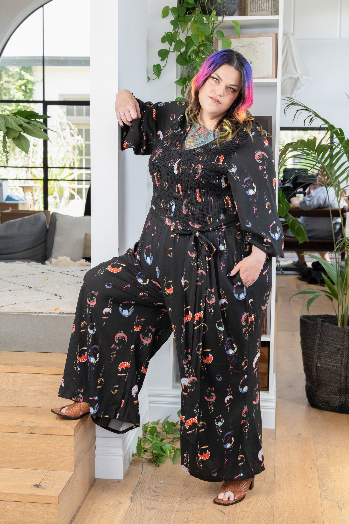 'FEARLESS' Palazzo Jumpsuit - Moon Print