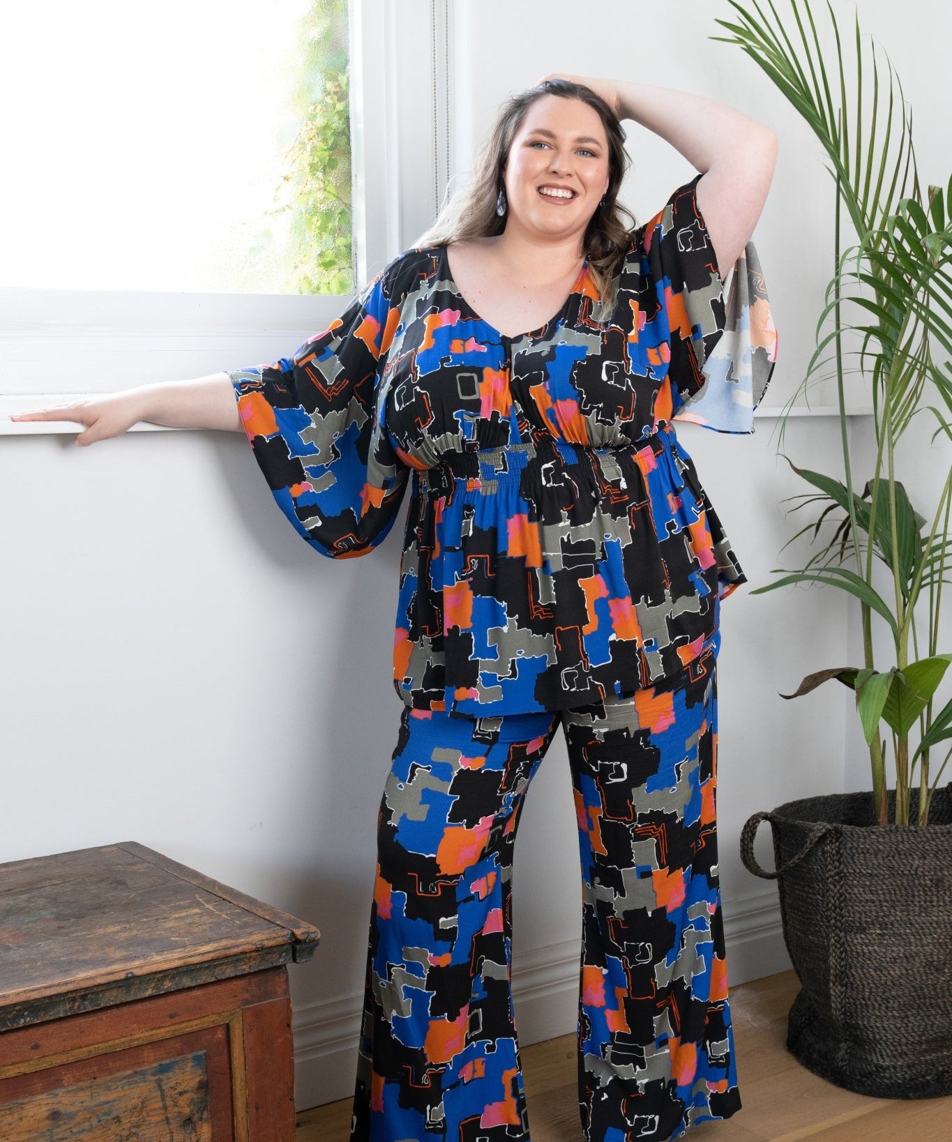 'ADORE' Palazzo Pant - Abstract squares Print - Embracing Bella