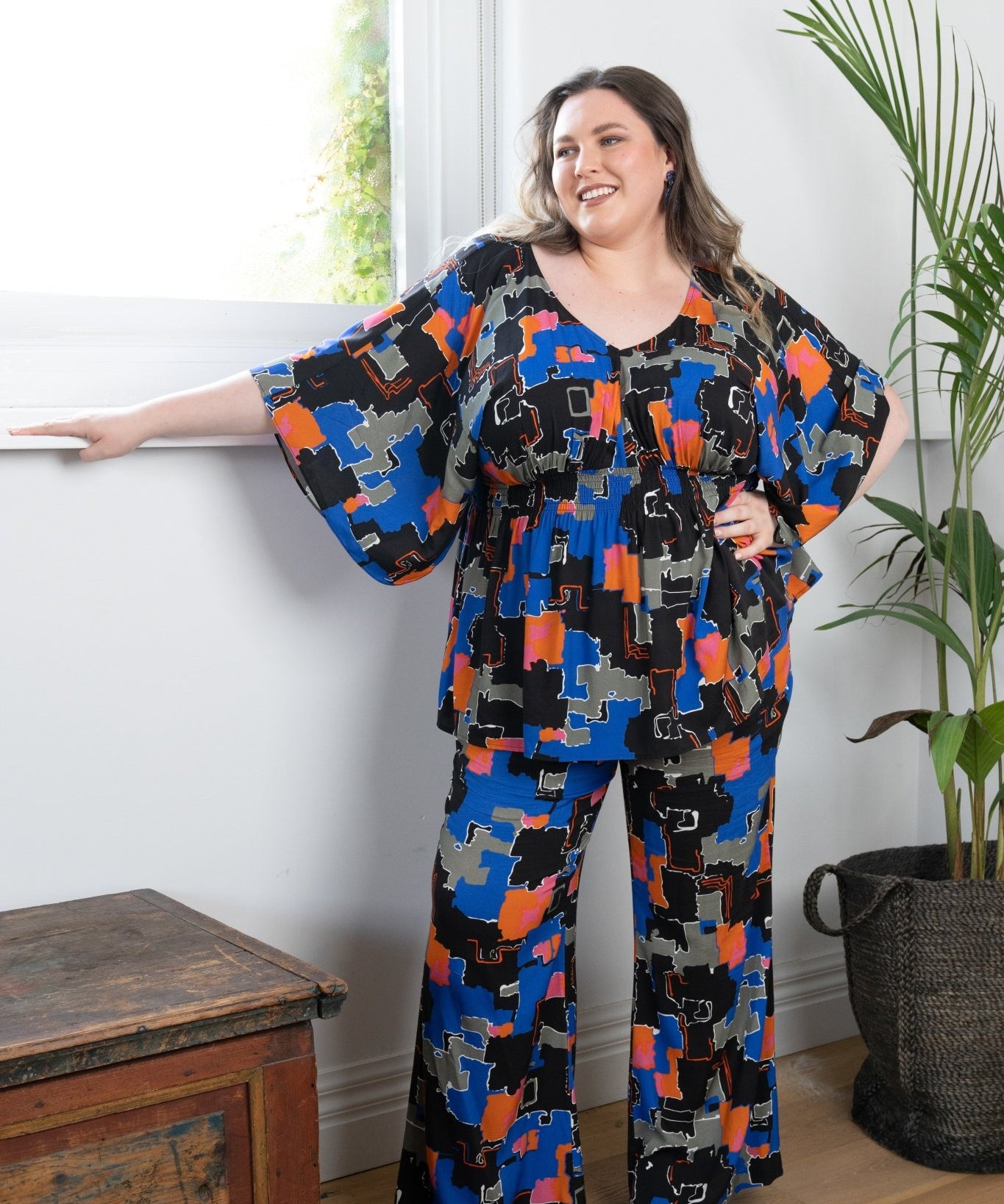 'ADORE' Palazzo Pant - Abstract squares Print - Embracing Bella