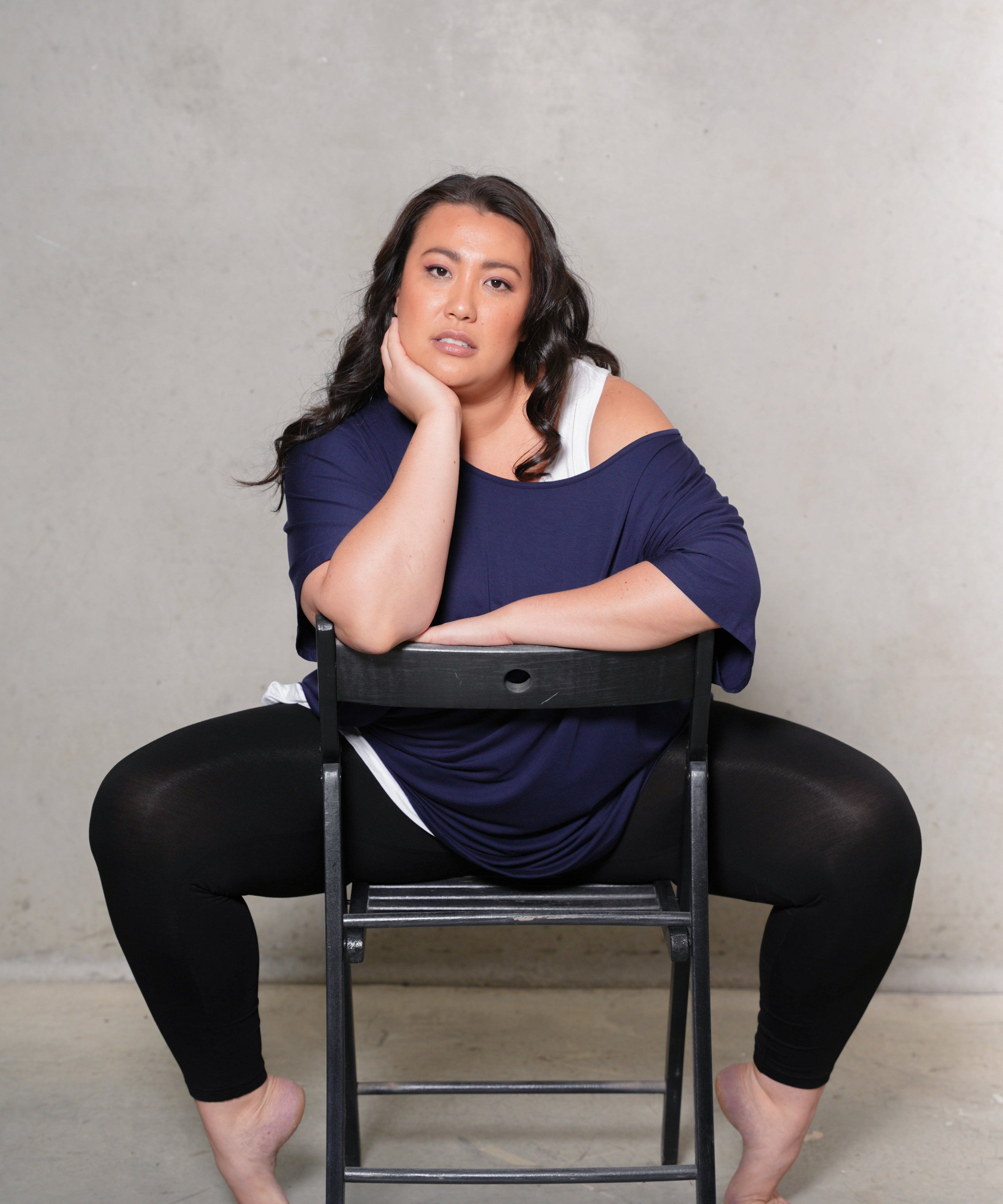 Soft and breathable plus size 'BLISS' bamboo leggings, perfect for layering under dresses or skirts - Black.