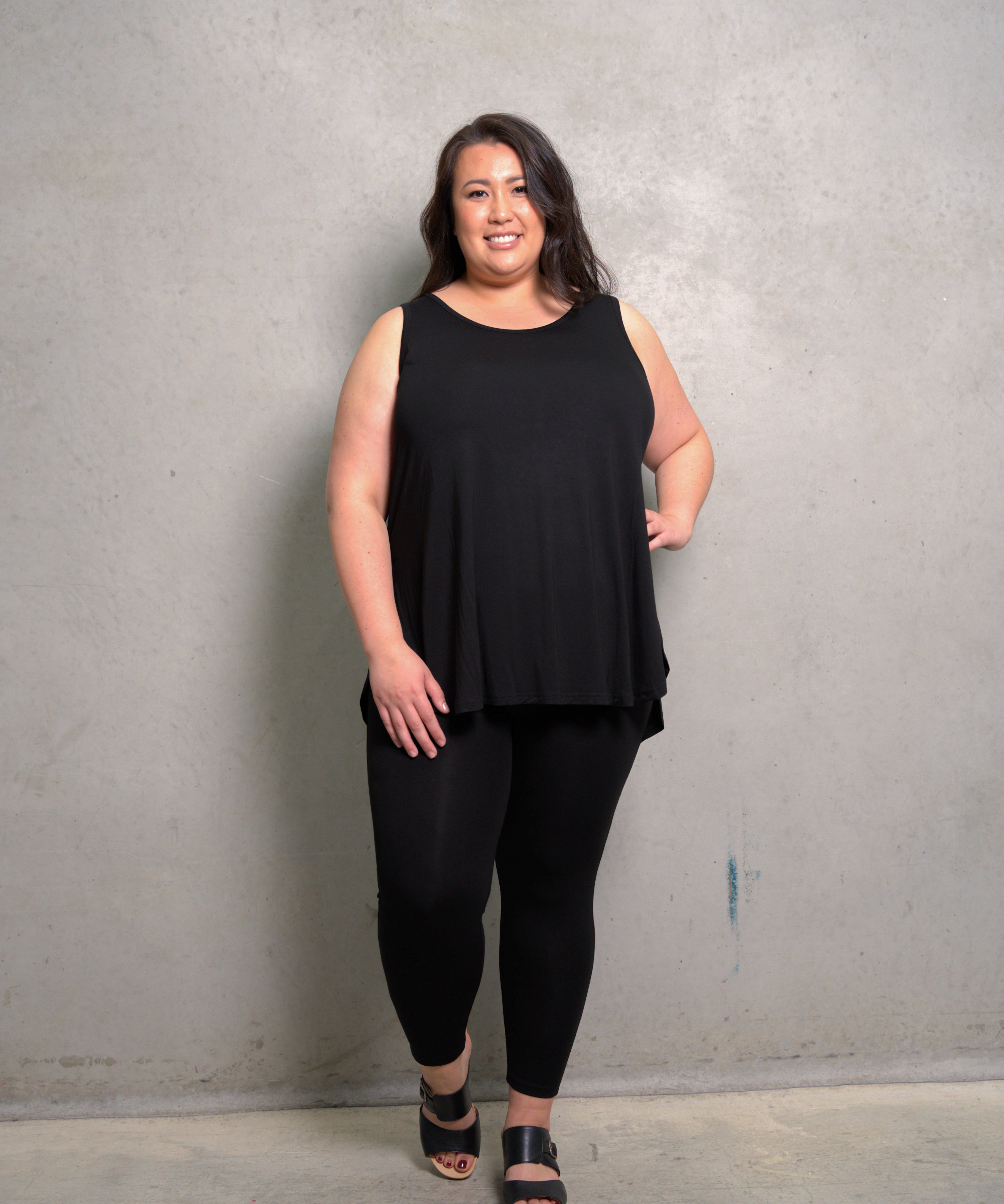 Soft and breathable plus size 'BLISS' bamboo leggings, perfect for layering under dresses or skirts - Black.