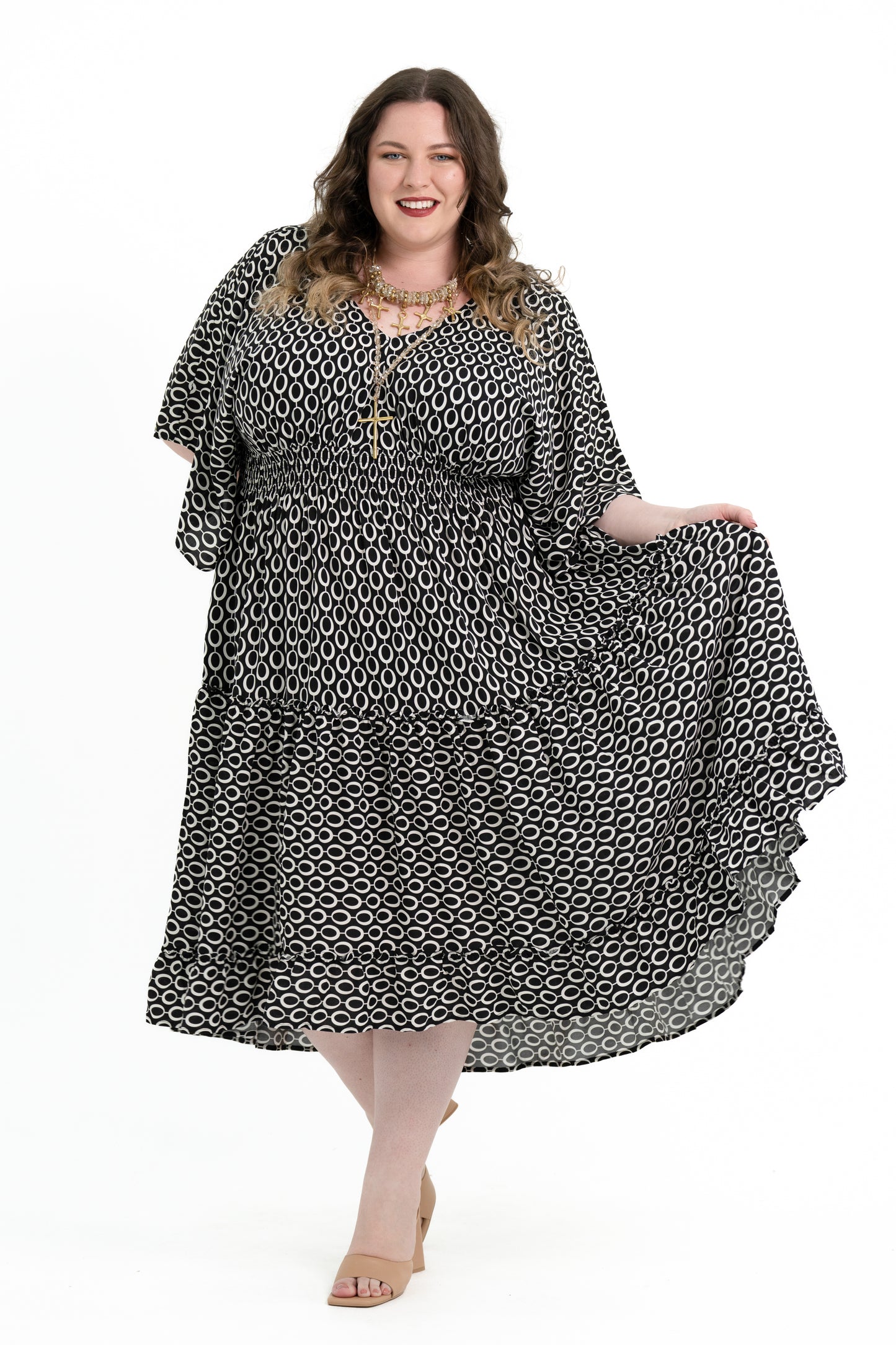 'WHIMSY' Tiered Dress - OVALS Print