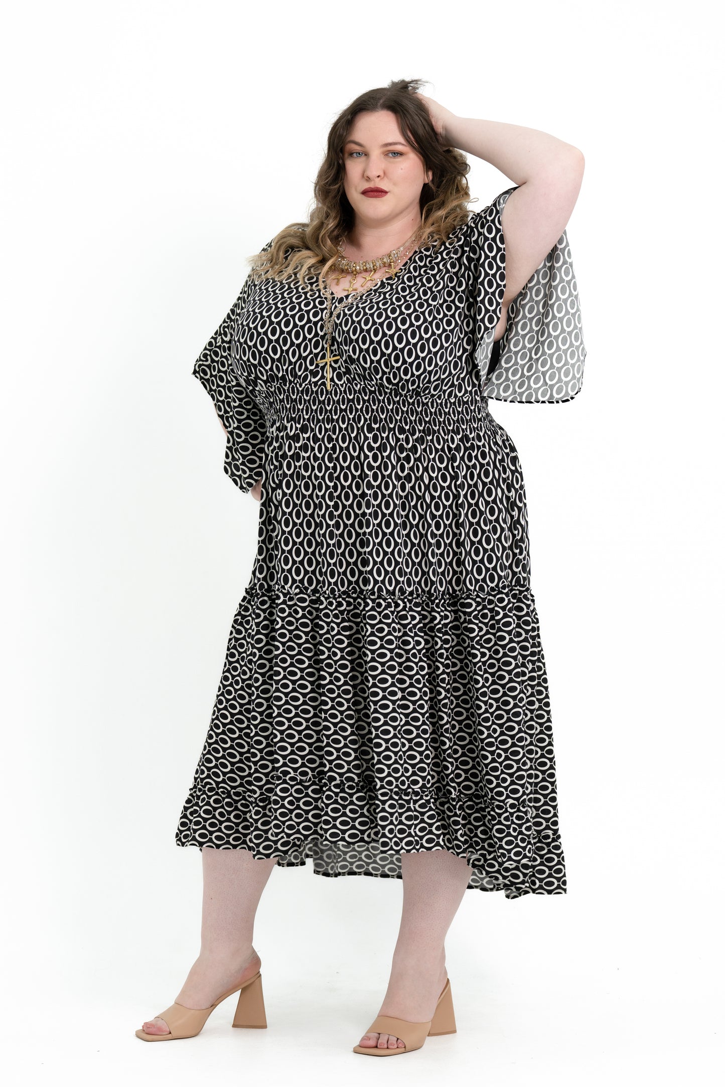 'WHIMSY' Tiered Dress - OVALS Print