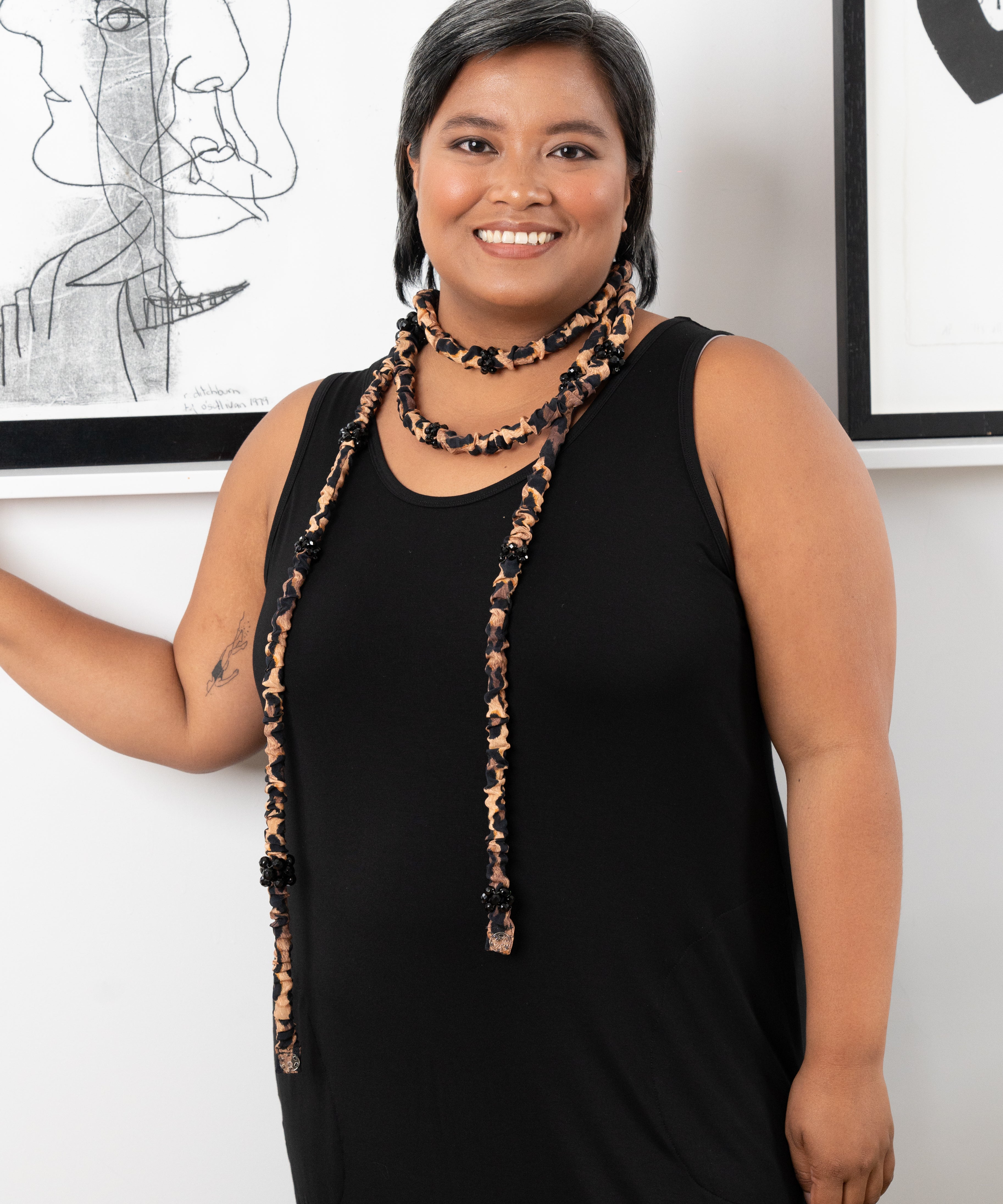 Plus-size EMILY black bamboo singlet dress.