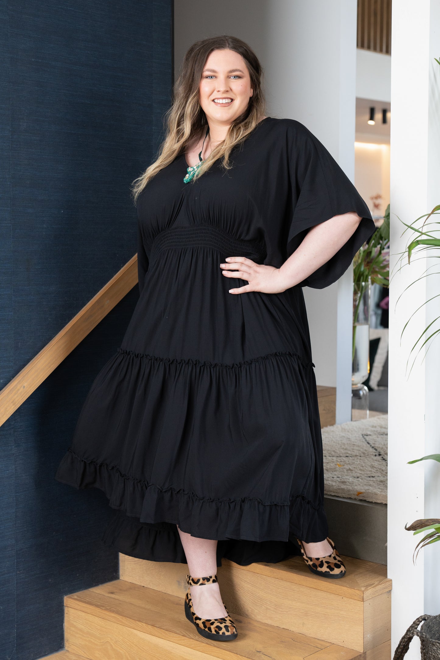 'WHIMSY' Tiered Dress - Black